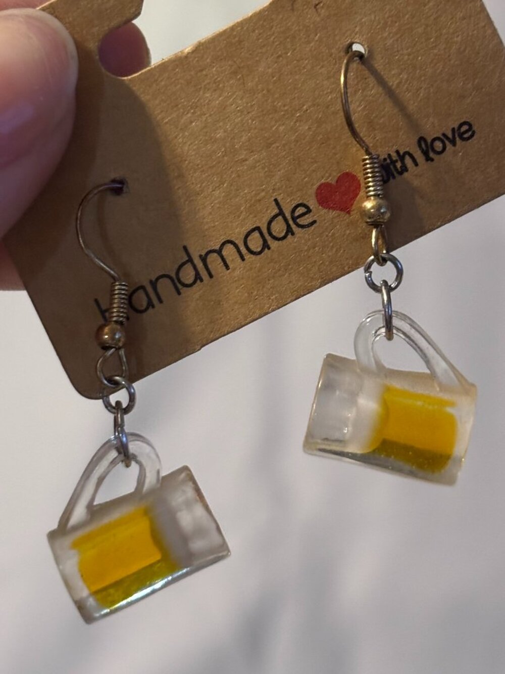 Mini Beer Mug Dangle Earrings – Novelty Beer Glass Handmade Style Earrings